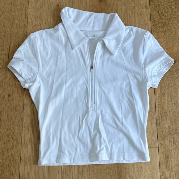 Aritzia Tops - Aritzia Golden Polo Shirt Butter Edge Size XS White